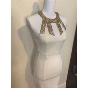 Classy Gold/ White Dress - Tobi - Like New